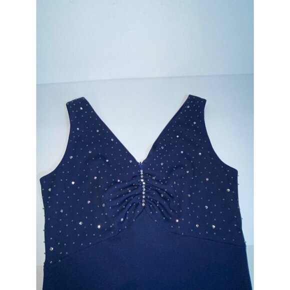 Vintage 70's Hand Made One of a Kind Womens Blue Evening Gown with Beaded Bodice - Picture 6 of 9